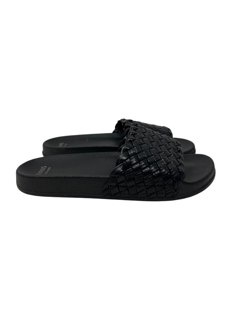 Evans Silva Plait Black Woven Slide Sandals Extra Wide Fit Women's Size 9